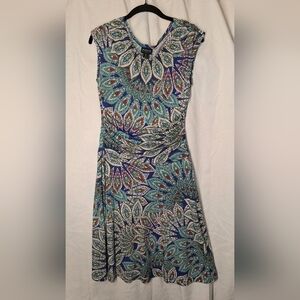 Enfocus Studio Blue and Teal Printed Midi Dress